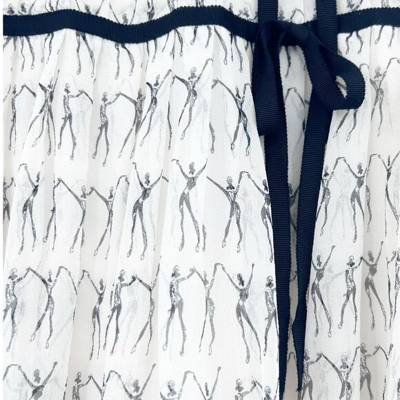 David Meister Ivory Silk Skirt Abstract Dancer Print Lined A Line Womens Size 10 - Picture 11 of 11